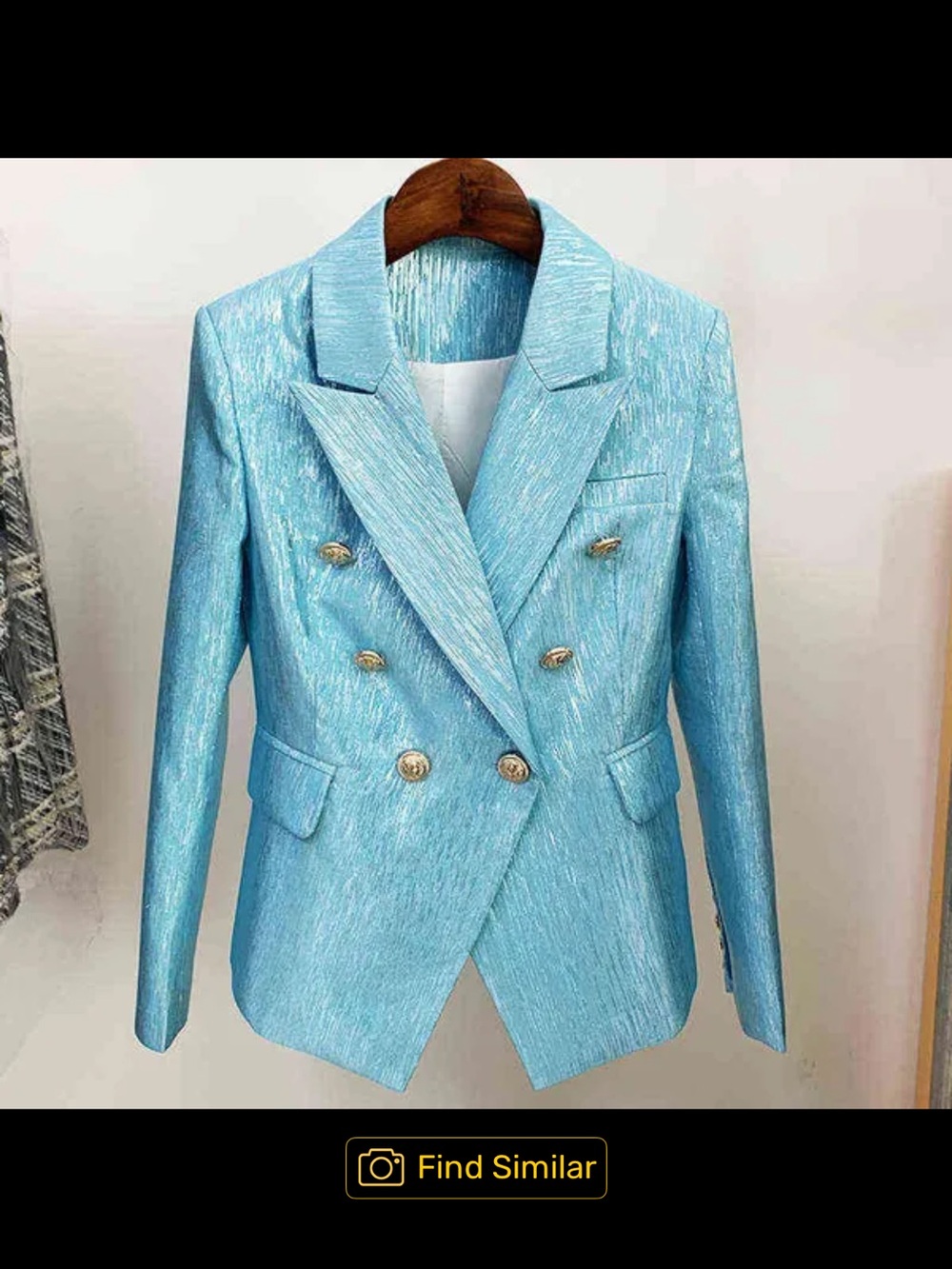 Balmain Inspired Metallic Turquoise Double-Breasted Blazer, fits US size 4